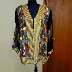 RAJ, SEQUINS jacket, tunic esk Size about XL